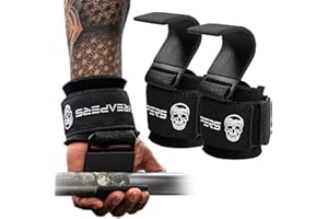 Gymreapers Weight Lifting Hooks (Pair), Heavy Duty Power Wrist Straps Hand Grip Support For Deadlifts, Pull Ups, Shrugs - Gym Gloves For Men and Women