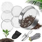 CHRI 5-in-1 Garden Sieve Made of Stainless Steel, Compost Sieve, Ground Sieve 20 cm with 5 Interchangeable Sieve Inserts, Dia