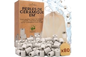 ORINKO Perles de Céramique EM x80 - Améliorent la Qualité de l’Eau - Réduises Les Dépôts Calcaires - Adapté pour Machine à Laver et pour Carafes, Bouteilles, Cafetières