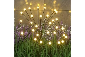 ZWOOS 4 Pièces Lampes Solaires Exterieur, 10 LED Lumières Solaires Lucioles pour Jardin, Balcon - Étanche IP65, Blanc Chaud