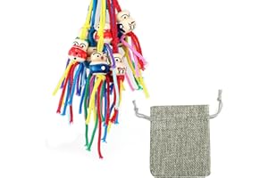 Lotnut Muñeca de la Suerte, Cuentas de Madera con Cara, Muñeca de la Suerte de Madera, Colgante de Joyería para Teléfono Celular [10 Unidades Colgantes, 1 Unidades Bolsa de Arpillera ]