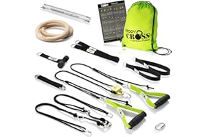 BODYCROSS PREMIUM Schlingentrainer Komplett Set, Made in Germany, geprüft & zertifiziert, 2 Slingtrainer im Krafttraining Set mit Umlenkrolle, Türanker, Befestigung für zuhause und outdoor, 10 Jahre Garantie