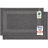 Komfortec 2 Cotton Bath Rugs, 50 x 70, Anthracite Grey | 600 g/m&sup2;, absorbent and quick drying