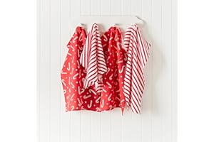 Catherine Lansfield Christmas Candy Cane Cotton 50x75 cm Kitchen Tea Towel Pack of 4 White Red