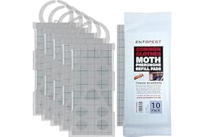 Entopest Monitoring Moth Traps | 10 Refill Pads & 5 Reusable Hangers | Clothes Moth Detection | Sticky Monitoring Pads for Wardrobes | Pheromone-Based Monitoring Only