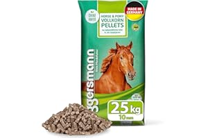Eggersmann Mein Pferdefutter Horse & Pony Granulés complets 10 mm 25 kg – Complément Alimentaire pour Chevaux de Loisirs – Idéal comme Nourriture de crèche Seule – Nourriture pour Chevaux réduite en