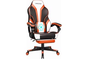 IntimaTe WM Heart Chaise Gaming, Chaise Gamer Ergonomique, Fauteuil Gamer avec Soutien Lombaire de Massage,Chaise de Jeu, Siege Gamer,Repos-Pieds Pliable, Accoudoir Réglable,Chaise d'ordinateur,Orange