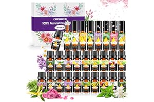 ‎COPOWER COPOWER Ätherische Öle für Diffuser 28x10ml Ätherische Öle 100% Ätherische Öle Naturrein Duftöl mit Rollerball, Lavendel Rose Jasmin Ylang-Ylang Eukalyptus etc., für Diffuser Kerzen Humidifier Seife