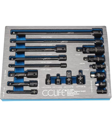 Offset-verlengsleutel en momentsleutelset met 1/2-inch, 1/4-inch en 3/8