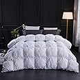 Three Geese Double Size Duvet,Goose Feather Down Duvet All Year Round 10.5 Tog, 100% Organic Cotton Cover, Double Quilt Bed Comforter (White)