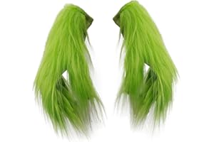 LePyCos - Disfraz de Grinch con piel peluda verde para Navidad, cosplay, fiesta, accesorios de látex, guantes