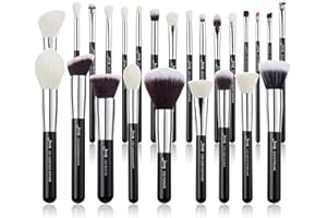 ‎JESSUP Jessup Pinselset Makeup 25-teiliges professionelles Make up Pinsel Set Foundation Puder Concealer Lidschatten Rouge Textmarker natürlich-synthetische Haar schwarz silber T175