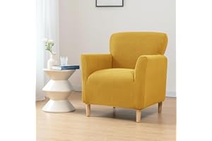 OKYUK Banquet Armchair Slipcovers Chair Slipcovers with Arms Stretch Chair Covers for Living Room Anti Slip Soft Armchair Slipcover Kids Pets Friendly Furniture Protector (Yellow-A)