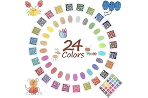 FAVSON Stempelkissen Set 24 Farben, Bunt Abwaschbar Fingerstempel Ungiftig, Mini Stempelkissen Kinder Fingerabdruck für Silikonstempel,Scrapbooking und Kinder Geburtstags