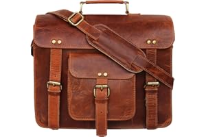 Jaald Torba na laptopa z prawdziwej skóry, torba na ramię, torba kurierska, torba na rower, styl vintage, dla mężczyzn i kobiet, prezent