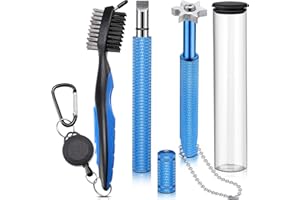 SKYLETY 3 Stück Golfschläger-Rillenschärfer einziehbare Golfbürste und 6-Köpfen-Rillenschärfer zum Nachfräsen und Reinigern für alle Golfeisen, Sand, Lob, Lücken, Approach Wedges, Utility Clubs (blau)