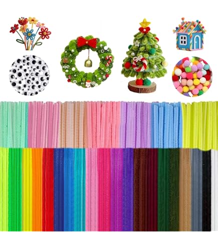 200 Pezzi Scovolini Forniture Artigianali, Steli Di Ciniglia Kit Per La Creazione Di Bouquet Artigianale Di Fiori, Bastoncini Fuzzy Lunghi Decorazioni Fai Da Te Artigianato Artistico Per Regalo Di Noz