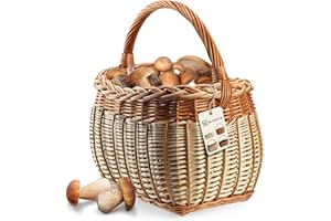 KADAX Cestino di vimini per funghi, cestino ovale per la spesa, robusto cestino da picnic con manico con manico, cestino per bottiglie, cestino da giardino (mix, 31 x 26 x 41 cm)