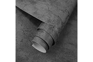 JSEVEM 40CM×3M Thick Dark Grey Blue Black Concrete Wallpaper Peel and Stick Matte Textured DIY Gray Concrete Contact Paper Kitchen Worktop Covering Wall Tile Stickers for Garage Pantry Closet Basement