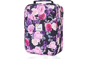 Shulaner 270 Trousse, tenez 270 Crayons ou 180 stylos Gel, Trousse Organisateur d'étui à 5 Couches avec poignée Portable et Fermeture à glissière Slot Pencil Case Holder - Rose Violette