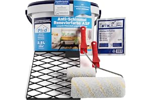 Plid Anti-mögel renoveringsfärg inomhus vit 2,5 l inkl. stråkset 6 delar [för alla väggar] – anti-mögelfärg för fuktiga rum, badrum och kök – väggfärg vit – långsiktigt skydd mot mögel