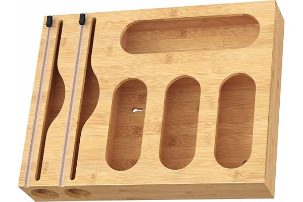 Relaxdays foliedispenser 6 i 1, plastfolie, aluminiumfolie, natur