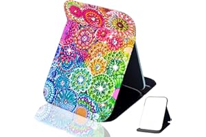 CharySim Diamond Art Painting Compact Mirror Diamond Art Kits Accessories Portable Travel Mirror Folding Pocket Mirror Crystal Art for Kids Crafts Birthday Gifts for Women Girls Mandala