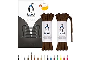biped LACETS 2 paires de lacets ronds en coton ø 5 mm extra épais - lacets de qualité indéchirable pour chaussures en cuir, bottes et chaussures de sport - made in EU z2902(brun,120 cm)