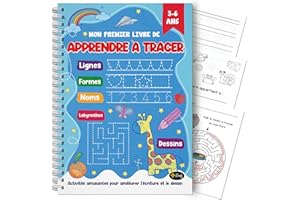 Finoly Cahier pour Apprendre à Écrire de 3 à 6 ans | Graphisme Maternelle A4 | Cahier d'écriture Maternelle | Livre Calligraphie Ecriture Apprendre à Lire et à Écrire Lignes Formes Nombres Labyrinthes