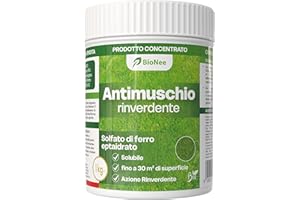 BIONEE ANTIMUSCHIO RINVERDENTE 1kg – Solfato di Ferro Concentrato – Azione Rapida contro Muschio, Clorosi Ferrica e Rinverdimento Prato – Consentito in Agricoltura Biologica