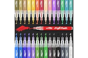 ‎YITHINC YITHINC Acrylstifte für Steine wasserfest, Steine Bemalen Stifte, Permanent Acrylmarker für Glas, Leinwand, Metall, HolzLeinwand, Porzellan, Keramik, Metall, Kunststoff (28 feine Spitze)