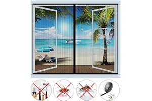 EARNMORE Zanzariera magnetica per finestra, automatica, chiusa, senza forare, per la maggior parte dei tipi di finestre o porta del balcone, 80 x 100 cm, colore: nero