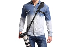Waka Shoulder Strap, Anti-slip Over Shoulder Camera Sling Strap Quick Release with Safety Tether, Comfortable Neck Strap for DSLR Cameras (Canon, Nikon, Sony, Olympus, Pentax)