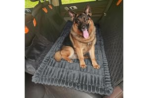 GKXLH Dog Car Seat Cover for Back Seat - Soft Backseat Pet Bed Mat, Non-Slip Travel Dog Bed Mat for Car Back Seat, Thick Dogs Seat Cover for Loveseats (Corduroy Dark Grey, 63x138cm)