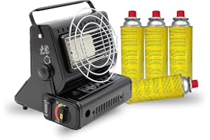 Campata Bärbar 2-i-1-gasvärme och gasspis | roterbar 90° | minicampingvärmare gasvärmare | keramisk brännare
