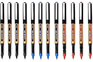‎UNI-BALL uni-ball Eye UB-150-10E Tintenroller mit breiter Flüssigtinte, 1,0 mm, Schwarz, Blau, Rot, 12 Stück