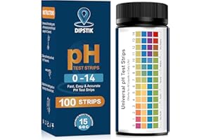 DIPSTIK pH Test Strips (0-14) -Universal pH Test Paper Test Strips for Drinking Water, Aquarium, Pool, Hot Tub, Spa,150ct Litmus Paper pH Testing Soap Making and Food