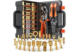 SOMELINE Spade Connectors Crimping Tool Set, with 24 Types Crimp Connectors and 0.25–2.5 mm² (AWG 24–14) Crimping Pliers – Non-Insulated Spade Terminals Electrical Connectors Kit