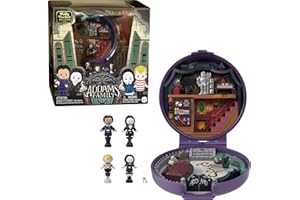 Polly Pocket La familia Miércoles Addams Estuche, conjunto de juego para coleccionistas con 4 muñecos de personajes de edición especial y 1 accesorio, HXW25