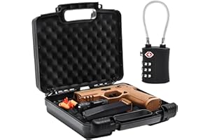 Kinghardcase Valigetta per armi da 9 mm, con chiusura a chiave, approvata TSA, con 1 lucchetto TSA, custodia rigida per pistola e pistola – resistente agli urti