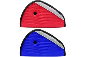 Jancosta 2 Pack Car Safety Kids Seatbelt Adjuster Cover Strap Mash Shoulder Pad Children Seat Belt Clips (Purple and Wine Red)