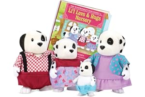 Li'l Woodzeez 6157M - Famiglia di Cani Woofwinkle - Set da 5 Pezzi con Statuette in Miniatura e Libro di Fiabe - Giocattoli per Animali e Accessori per Bambini dai 3 Anni in su,