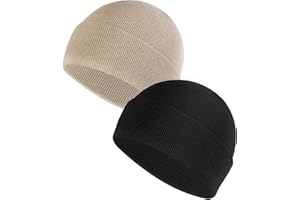 Sibba Lot de 2 bonnets unisexes doux et légers en tricot pour l'hiver - Bonnet de pêcheur chaud et coupe-vent - Pour homme et femme