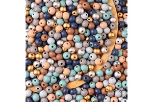 HERZWILD 1000pcs bunte holzperlen zum auffädeln 8mm holzperle farbig bastelnperlen f. DIY schmuck Herstellung (bunt-8mm)