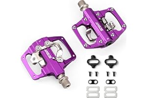 ANSJS SPD Pédales de vélo 2 en 1, en Aluminium CNC, antidérapantes, pour BMX, VTT, Trekking, vélo de Route, axe 9/16"