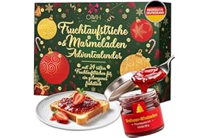 ‎OMH NUTRITION OH MY HEALTH Frühstück Adventskalender 2025 Marmelade, 24x 28g Konfitüre Frühstückskalender, 24 köstliche Fruchtauftsriche aus deutscher Feinkostmanufaktur, ideal als Geschenkidee Geschenkset