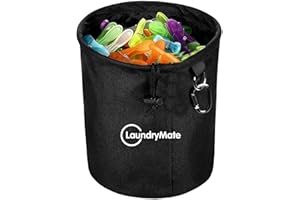Laundry Mate Peg Bag With Closure Drawstring & Hanging Hook - Extra Large Weather Resistant Laundry Clothes Peg Storage - Hanging Clothesline Peg Bag (Black)