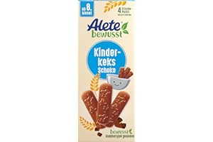 ‎ALETE Alete bewusst Kinderkeks Schoko, ab dem 8. Monat, Butterkeks aus Weizen für Kinder, handlich verpackte Kekse als kleiner Snack, perfekt für unterwegs & zwischendurch, 1 x 180 g