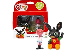 Giochi Preziosi Bing - Coppia di mini personaggi, Bing seduto che saluta e Dott. Molly con la tua cartelletta, adatti per le mani dei più piccoli, per bambini a partire dai 18 mesi, BNG10