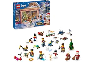 LEGO City Calendario de Adviento 2024 Cuenta Atrás hasta Navidad, Regalo para Niños y Niñas de 5 Años o Más, 24 Sorpresas, Figuras Navideñas y Minifiguras: Papá Noel y la Sra. Noel 60436